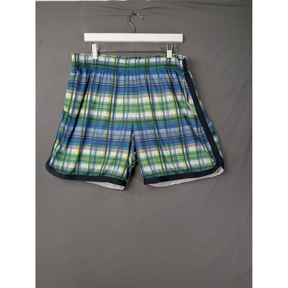 Champion Mens Plaid Mesh Athletic Shorts Blue Green XXL 85878P